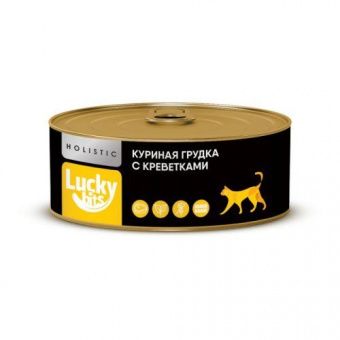 Влажный корм для кошек Lucky bits куриная грудка с креветками (ЛАКИ БИТС)