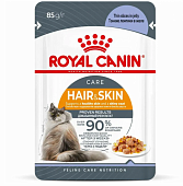 Влажный корм для кошек ROYAL CANIN пауч Хэйр энд Скин в желе 0,085кг(РОЯЛ КАНИН)