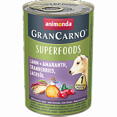 Влажный корм для собак Animonda GRAN CARNO SUPERFOODS c ягненком+амарант, клюква, лососевое масло 400 г (АНИМОНДА)