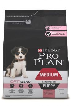 ПРОПЛАН д/щенков сухой MEDIUM PUPPY средн. пород чувств. кожи лосось рис