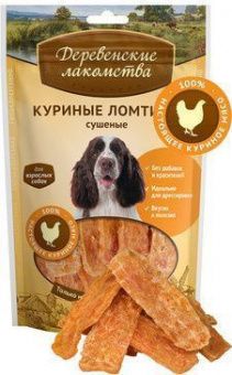 ДЕРЕВЕНСКИЕ ЛАКОМСТВА 100 % Мяса Куриные ломтики сушеные для собак 90 гр