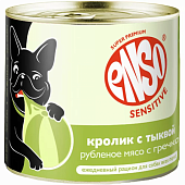 Влажный корм для собак ENSO SENSITIVE рубленое филе кролика с гречкой и тыквой для здоровья ЖКТ (ЭНС