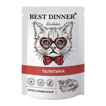 Влажный корм для кошек BEST DINNER Exclusive пауч Мусс сливочный Телятина (БЕСТ ДИННЕР)