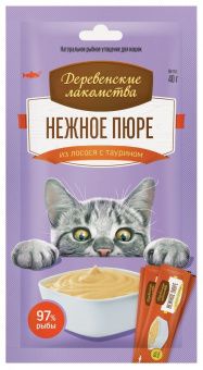 ДЕРЕВЕНСКИЕ ЛАКОМСТВА для кошек Нежное пюре лосось 40гр