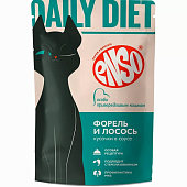 Влажный корм для кошек ENSO DAILY DIET пауч кусочки в соусе с форелью и лососем для привередливых (Э