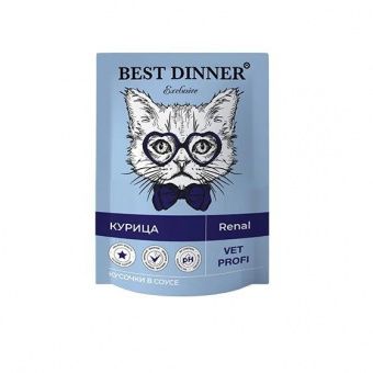 Влажный корм для кошек BEST DINNER Exclusive Vet Profi Renal кусочки в соусе с курицей (БЕСТ ДИННЕР)