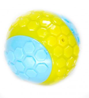Игрушка д/собак Мяч резиновый двухцветный с пишалкой и погремушкой 6,5 см