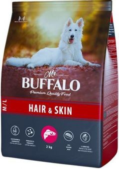 Сухой корм для собак Mr.Buffalo HAIR & SKIN средних и крупных пород с Лососем (Мистер Баффало)