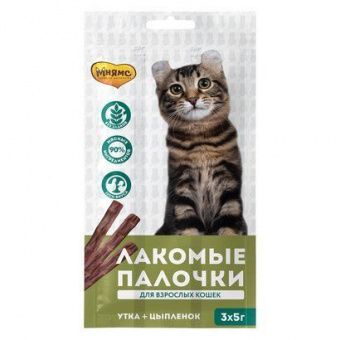 МНЯМС для кошек Pro Pet лакомые палочки с цыпленком и уткой  13,5 гр