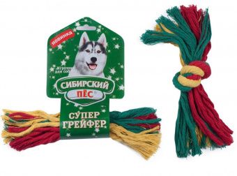 Игрушка для собак СИБИРСКИЙ ПЕС Канатик цветной с одним узлом