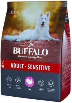 Сухой корм для собак Mr.Buffalo ADULT SENSITIVE M/L средние и крупные породы с Индейкой (Мистер Бафф