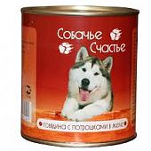 Влажный корм для собак СОБАЧЬЕ СЧАСТЬЕ Говядина с потрошками в желе ж/б