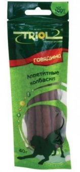 Аппетитные Колбаски д/собак Говядина Триол 40 гр