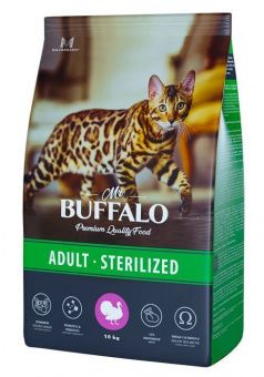 Сухой корм для кошек Mr. Buffalo для стерилизованных с индейкой (Мистер Баффало)