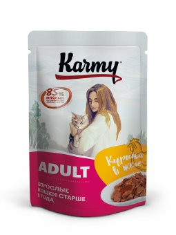 КАРМИ д/кошек пауч Курица Мясные кусочки в желе 80 гр                                             