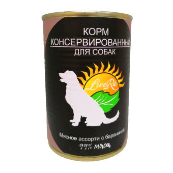 Влажный корм для собак LiveRa ADULT Мясное ассорти с Ягненком (ЛИВЕРА)
