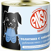 Влажный корм для собак ENSO SENSITIVE рубленое филе телятины с гречкой и кабачком для здоровья ЖКТ (