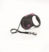 Рулетка FLEXI "BLACK DESIGN" ремень розовый
