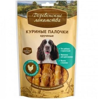 ДЕРЕВЕНСКИЕ ЛАКОМСТВА Куриные палочки крученые для собак 90 гр 