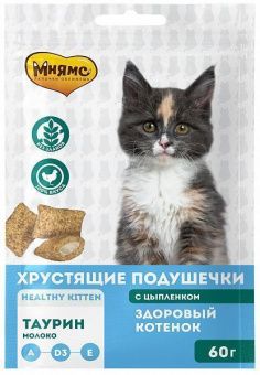 МНЯМС для котят хруст.подушечки с цыпленком и молоком 