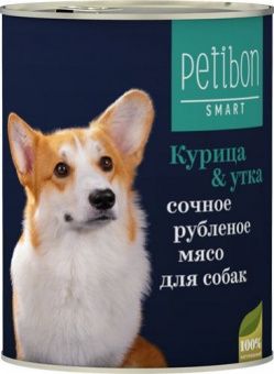 Влажный корм для собак PETIBON SMART конс. рубленое мясо с курицей и уткой (Петибон Смарт)