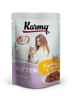 КАРМИ д/котят пауч Курица Мясные кусочки в желе 80 гр                                             