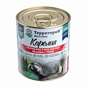 Влажный корм для собак Территория Карелия Рубленное мясо индейки и утки в желе конс.
