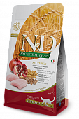 Сухой корм для кошек FARMINA N&D ANCESTRAL GRAIN низкозерновой стерилиз.и кастр.Курица с Гранатом (Ф