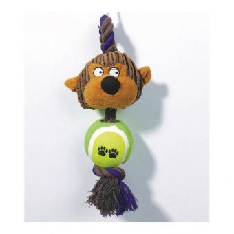 Игрушка для собак Обезьянка Денис мягкая с канатом и мячиком, 24 см M-PETS 