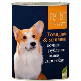 Влажный корм для собак PETIBON SMART конс. рубленое мясо с говядиной и ягненком (Петибон Смарт)
