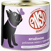Влажный корм для собак ENSO SENSITIVE рубленое филе ягненка с гречкой для здоровья кожи и красоты ше