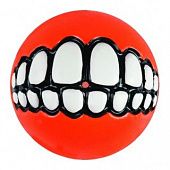 Игрушка мяч с принтом "зубы" и отверстием для лакомства Medium оранжевый GR02D