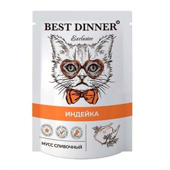 Влажный корм для кошек BEST DINNER Exclusive пауч Мусс сливочный Индейка (БЕСТ ДИННЕР)