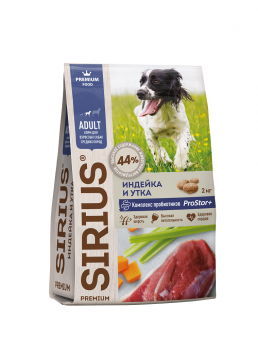 Сухой корм для собак SIRIUS индейка и утка с овощами (Сириус)