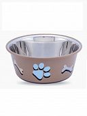 Миска METAL STAR "Paw bone" для животных, 850 мл.,коричневая