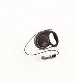 Рулетка FLEXI "BLACK DESIGN" трос розовый