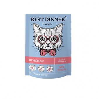 Влажный корм для кошек BEST DINNER  Exclusive Vet Profi Gastro Intestinal кусочки в соусе с ягненком