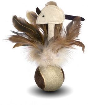 Игрушка д/кошек Мяч с перьями(380)